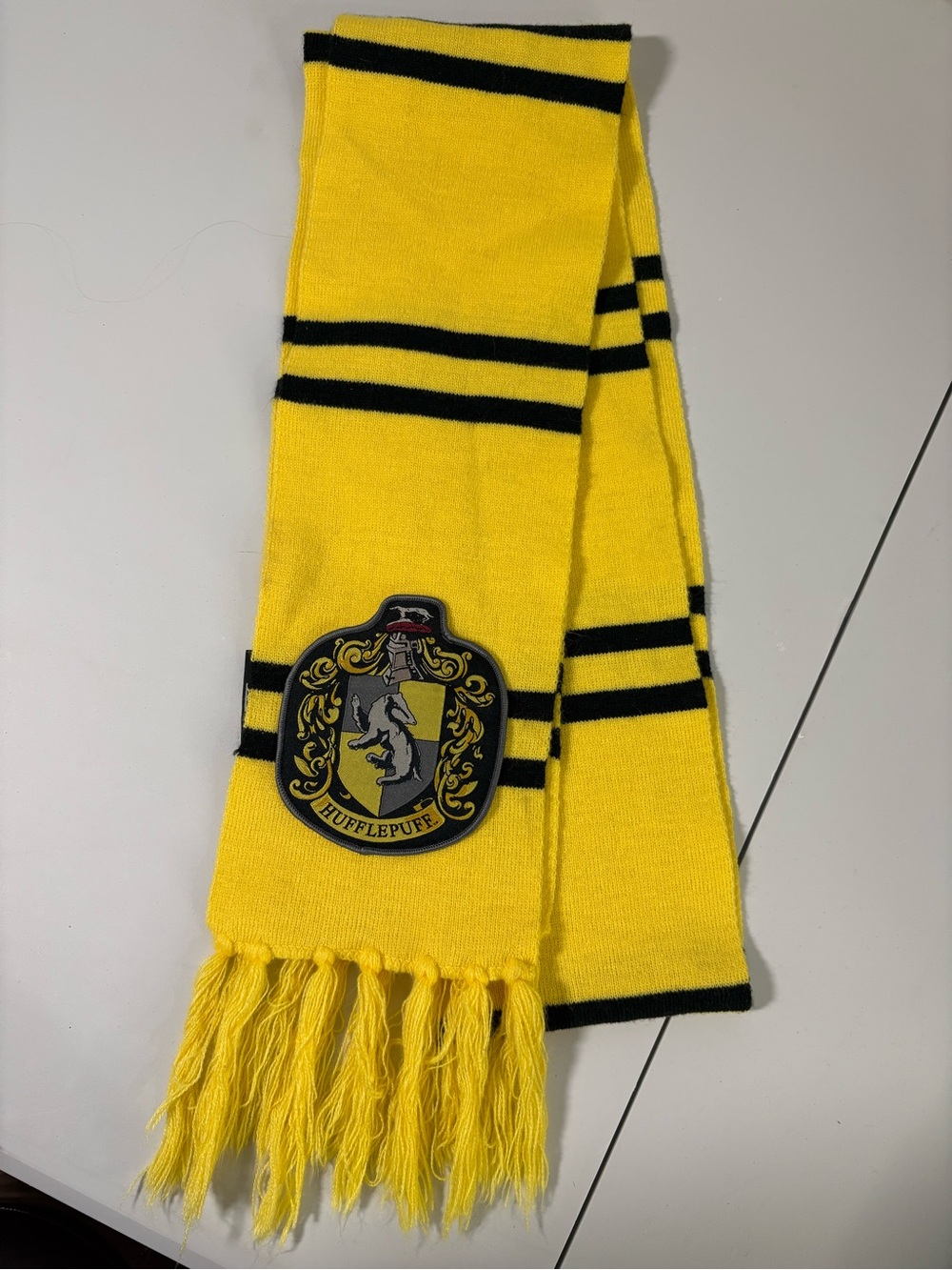 Yellow and Black Harry Potter, Hufflepuff Scarf - Licensed House Crest - Cosplay